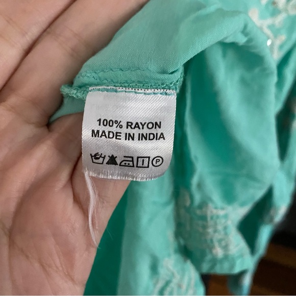 MELISSA ODEBASH Kaftan/Beach Dress Embroidered Mint Green - Picture 7 of 8